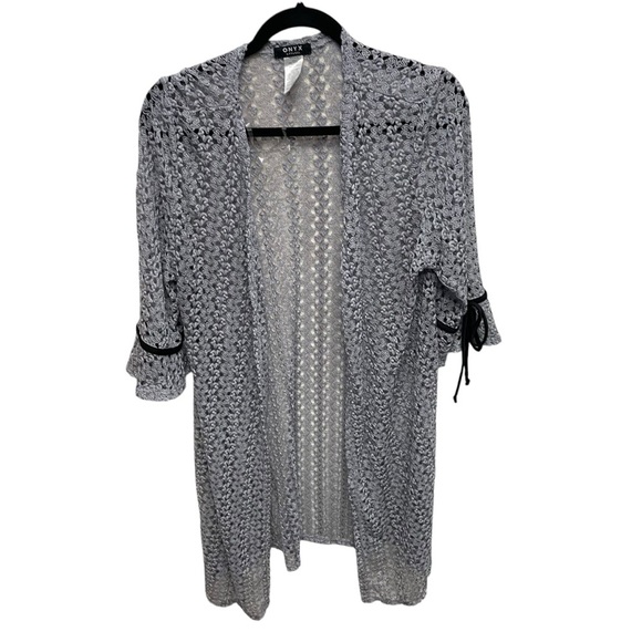 Onyx apparel open front cardigan sweater open knit gray fairy cottagecore XL - Picture 1 of 7